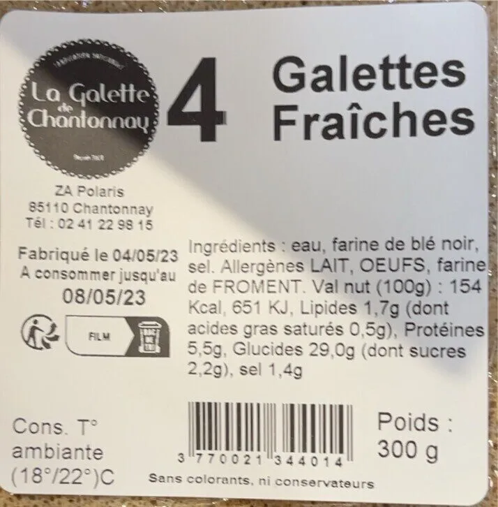 Galettes fraiches