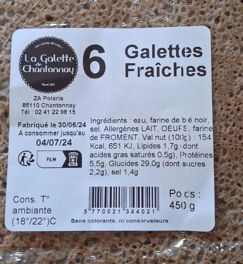 Galettes fraiches