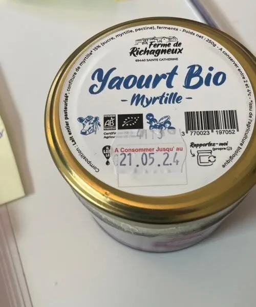 Yaourt bio myrtille