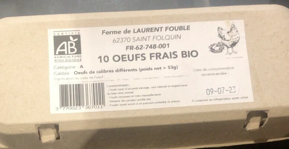 Oeufs frais bio x10