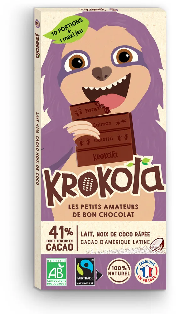 Krokola lait 41% cacao noix de coco râpée