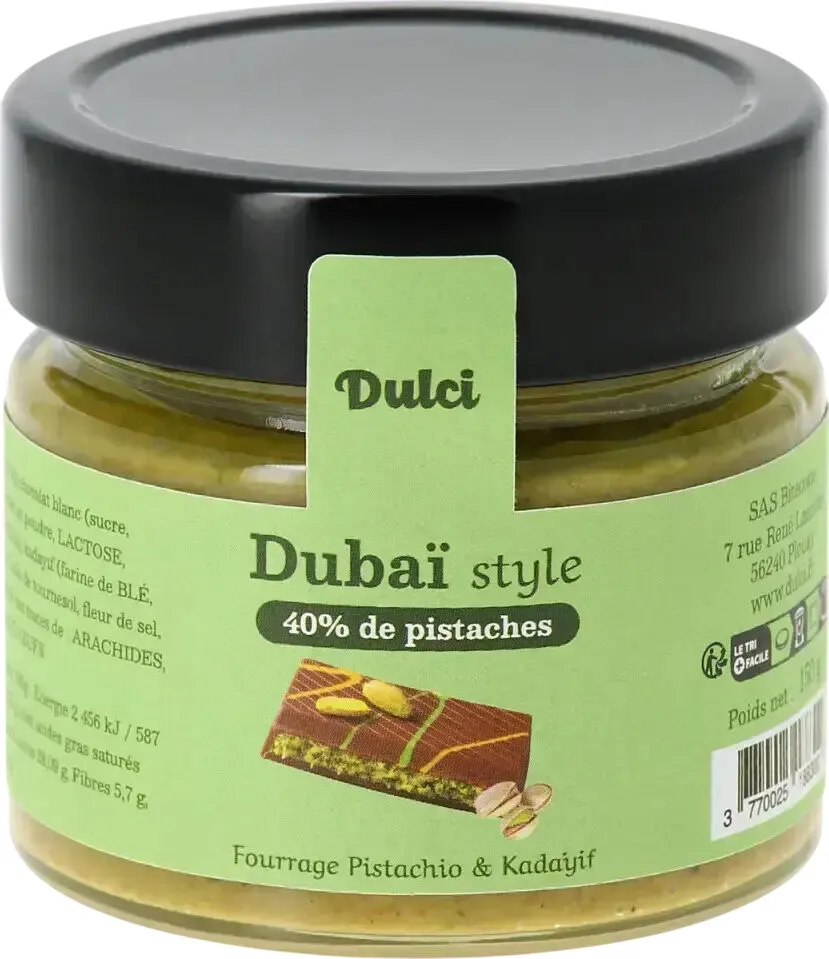 Dubaï style 40% de pistaches Fourrage Pistachio & Kadayif