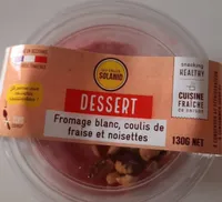 Fromage blanc coulis fraises et noisettes