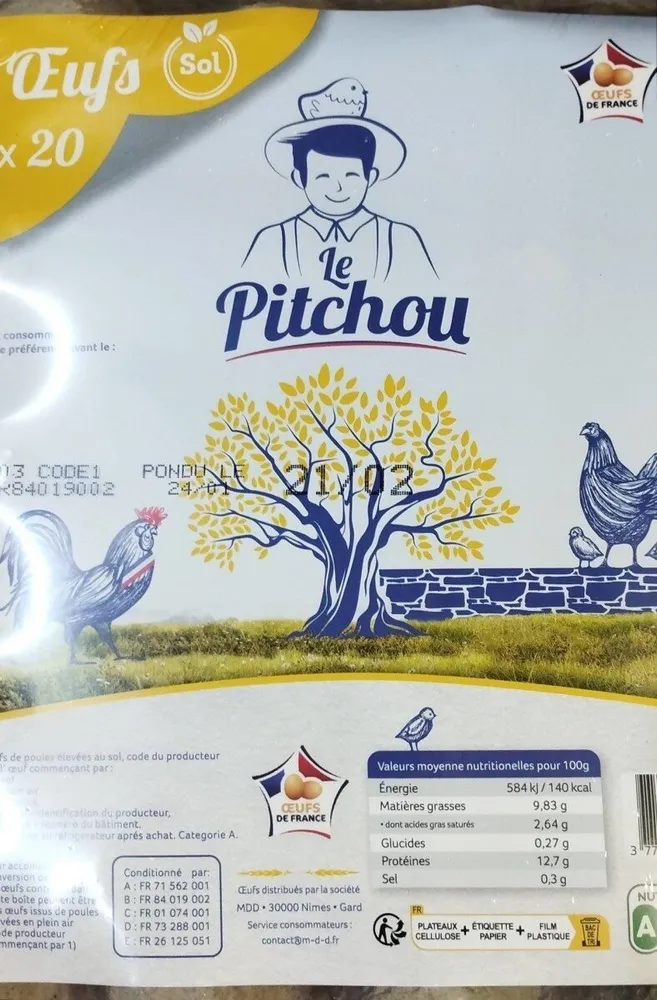 Oeufs x 20 Le Pitchou sol