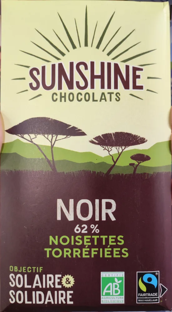 Sunshine chocolats noir noisettes torréfiées