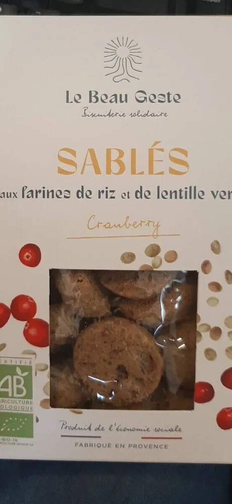 sablés cramberry bio