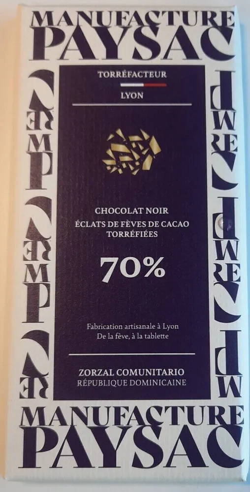 Chocolat Noir 70% infusions grue de cacao