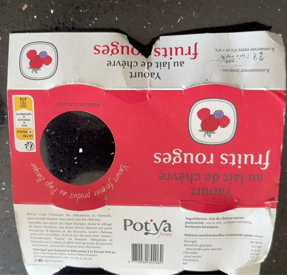 Yaourt au lait de Chèvre fruits rouges