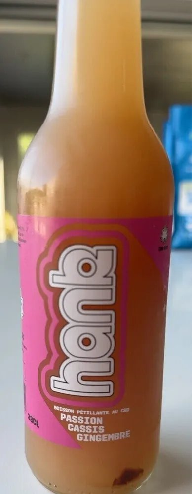 Boisson petillante au cbd passion cassis gingembre