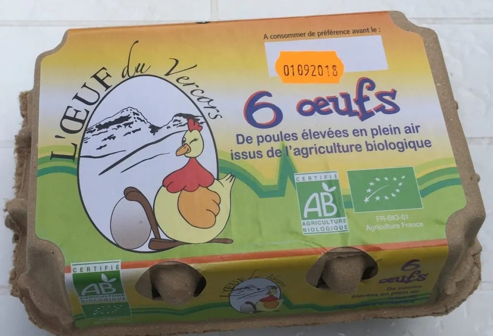 6 oeufs de poules élevées en plein air