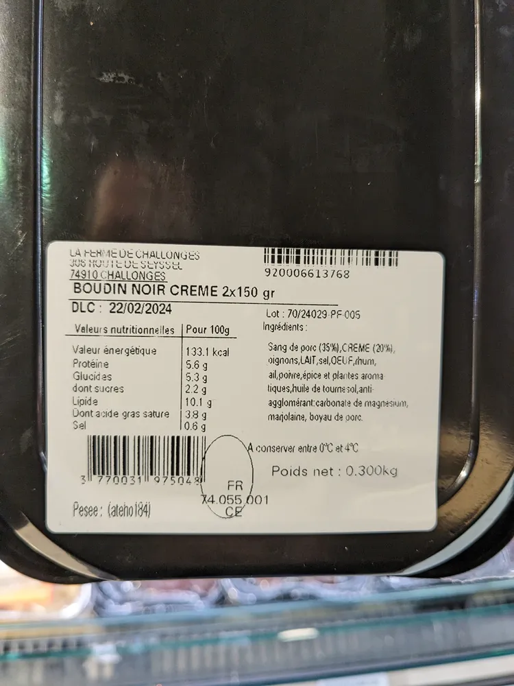 Boudin noir à la crème