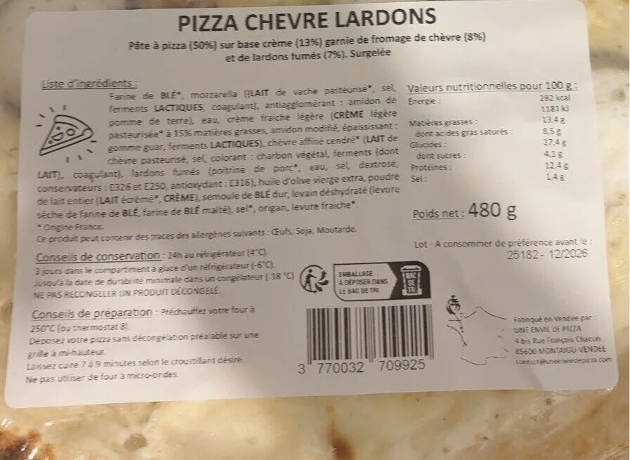 PIZZA CHEVRE LARDONS