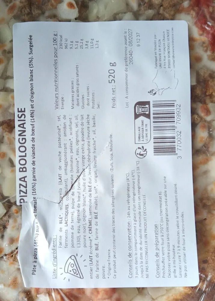 Pizza bolognaise
