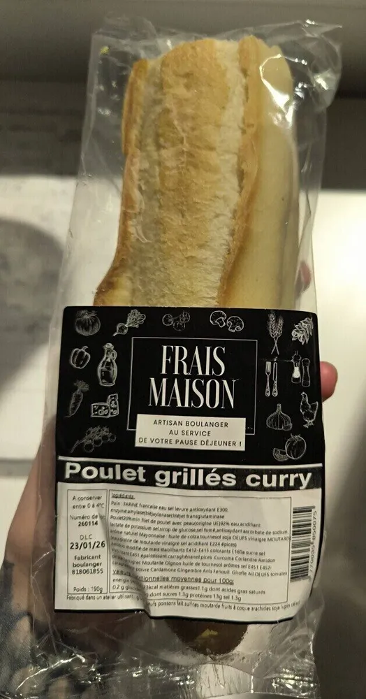 Sandwich poulet grillé curry