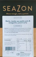 Merlu, risotto aux petits pois & vinaigrette yaourt-curry