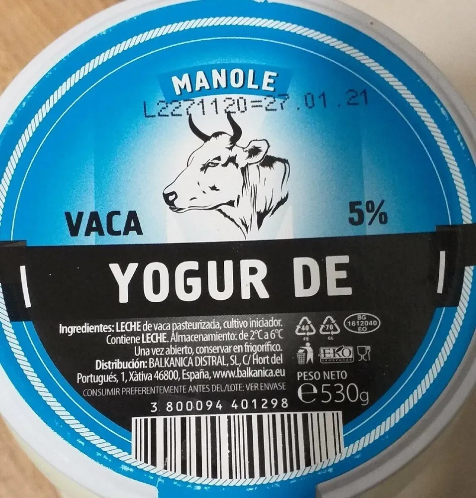 Yogur de vaca