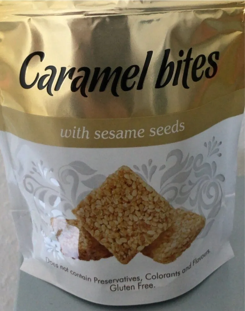 Caramel bites with sesame seeds