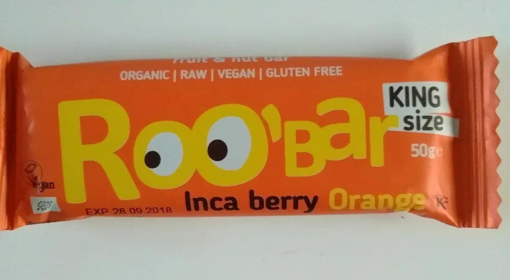 Roo Bar Baie Des Incas Orange Vegan SS Gluten