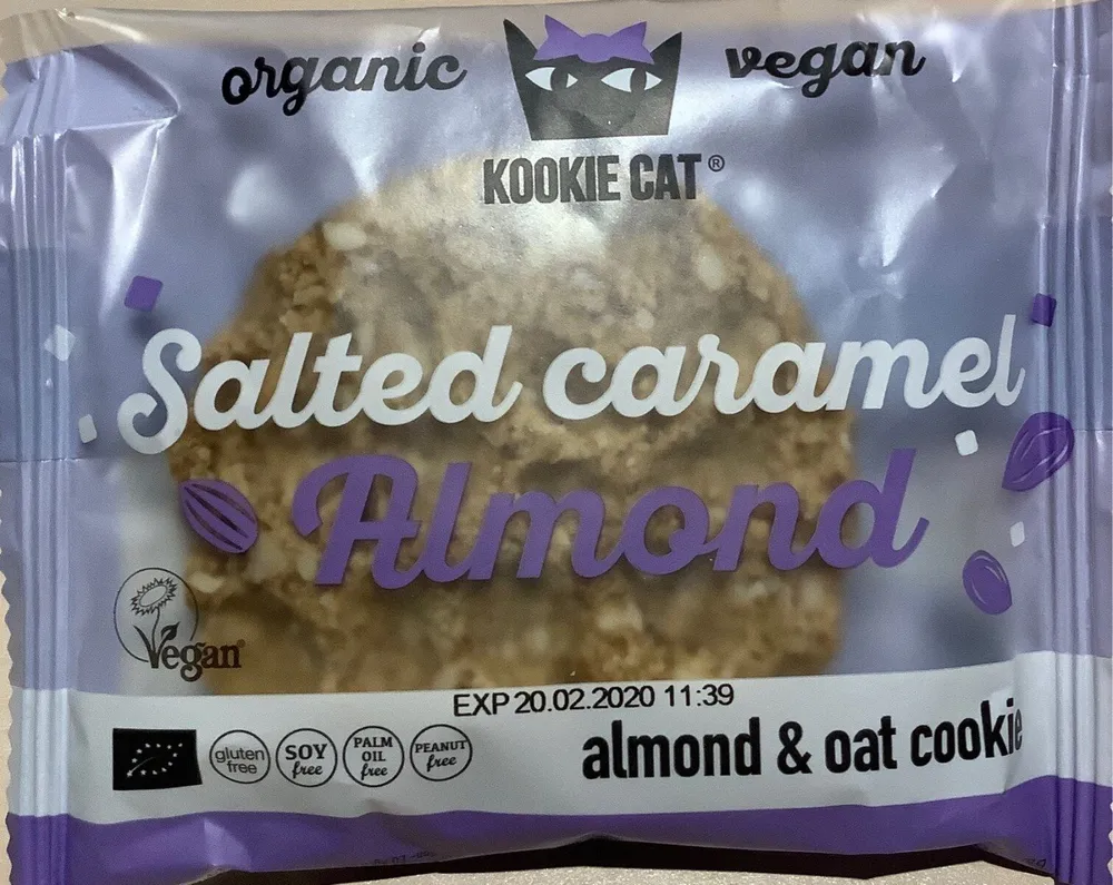 Kookie Cat Salted caramel Almond 3800233683240 Bio veganer Keks mit gesalzenes Karamell Mandeln