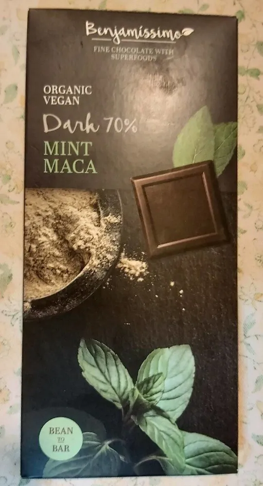 Dark 70% mint maca organic vegan