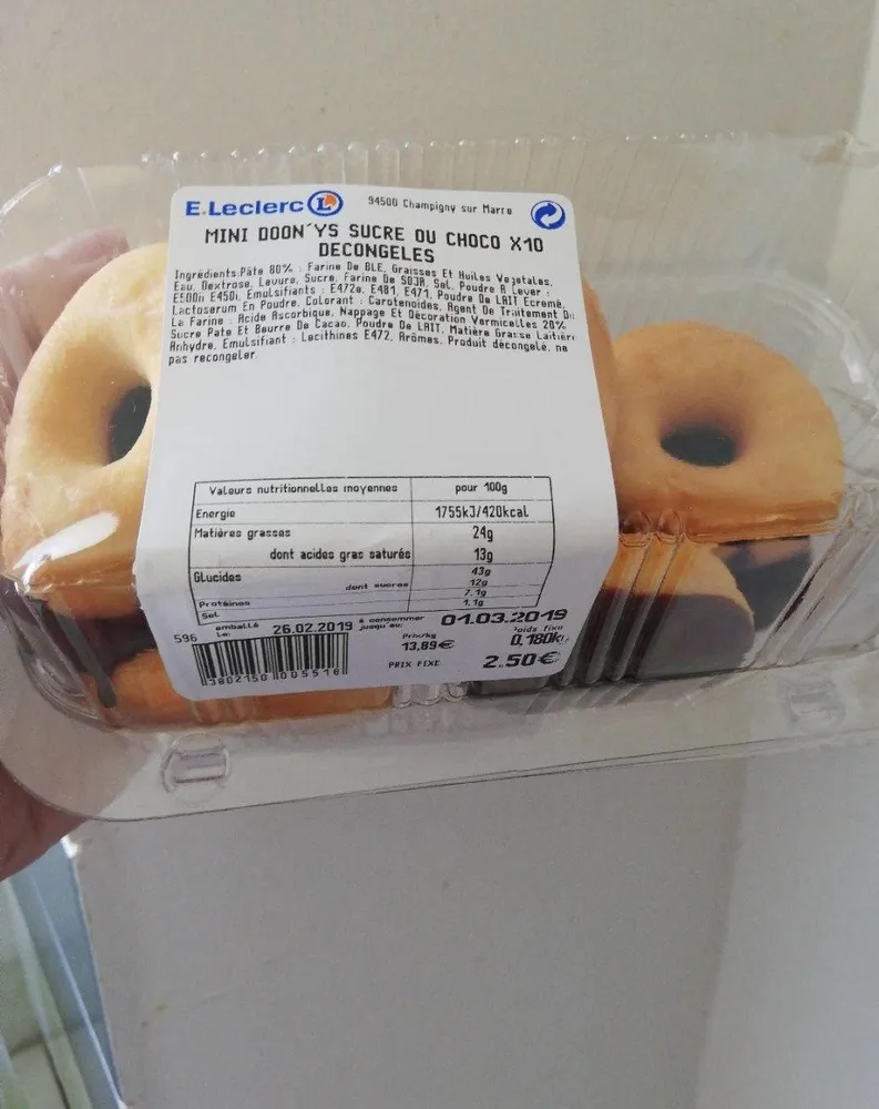 MINI DOON'YS SUCRE OU CHICO X10 DECONGELES