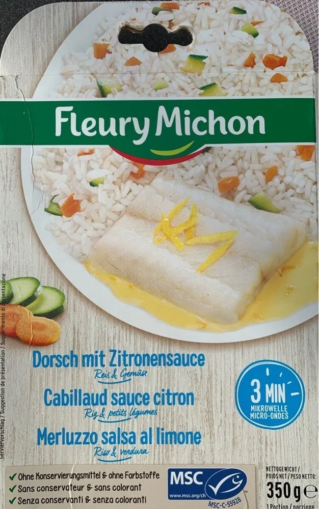 Cabillaud sauce citron, riz & petits légumes