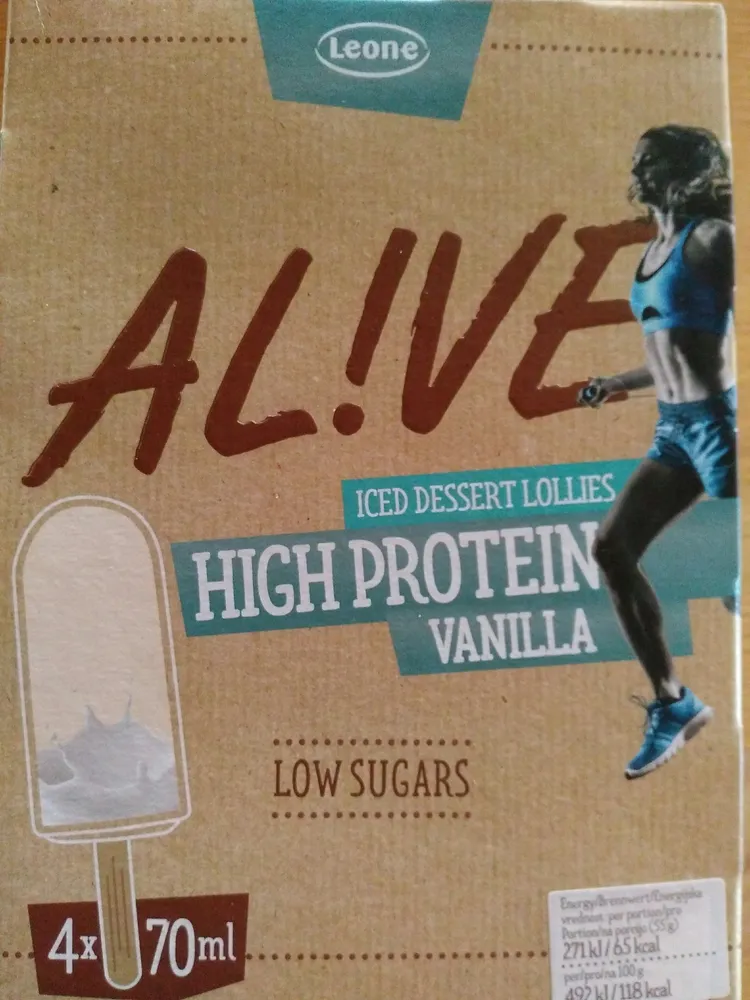 AL!VE HIGH PROTEIN VANILLA iced dessert lollies