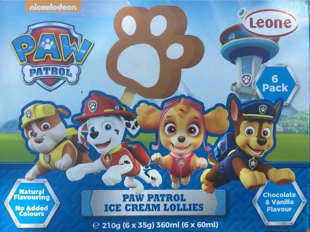 Paw patrol ice cream lollie