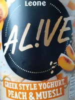 Leone Alive Greek style yoghurt, peach and muesli