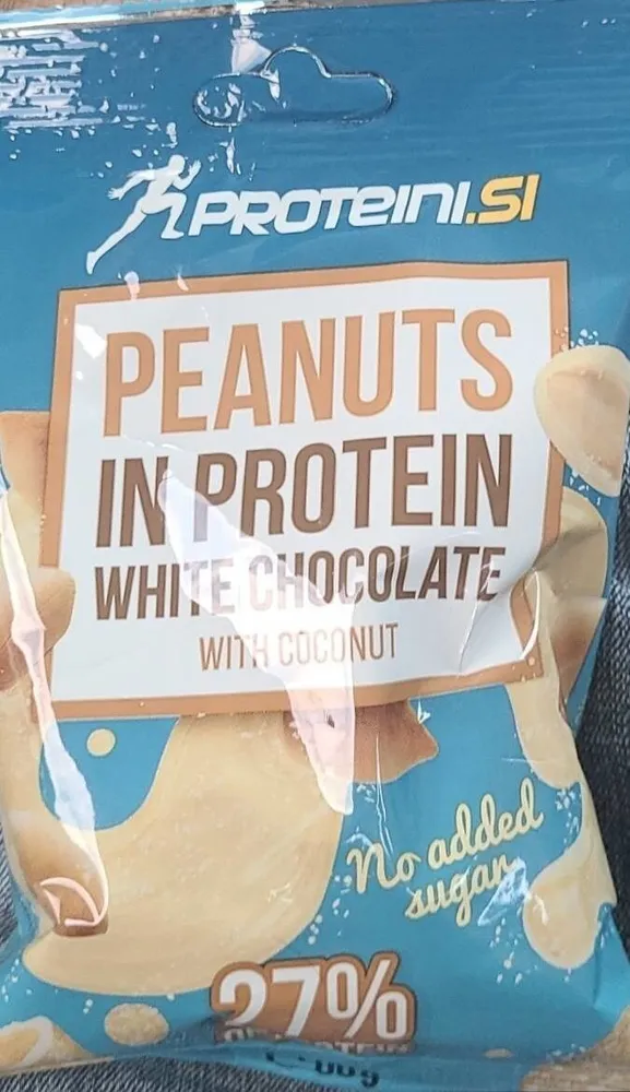 Peanuts in protein white chocolate with coconut