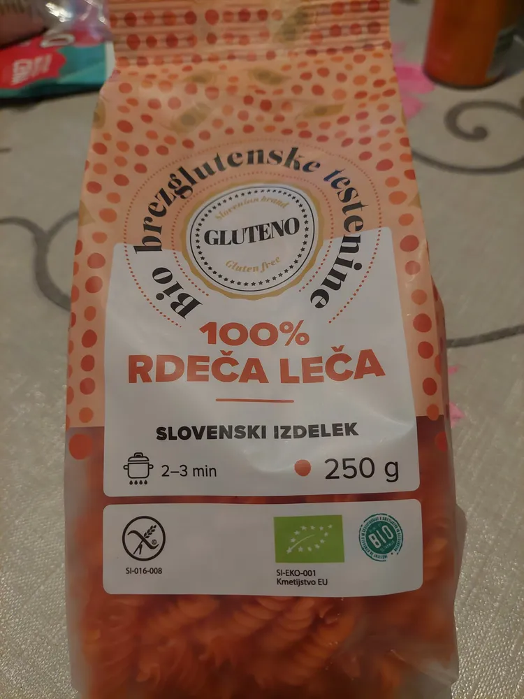 Bio brezglutenske testenine 100% RDEČA LEČA