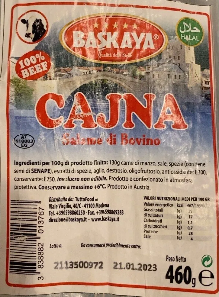 Cajna salame di bovino