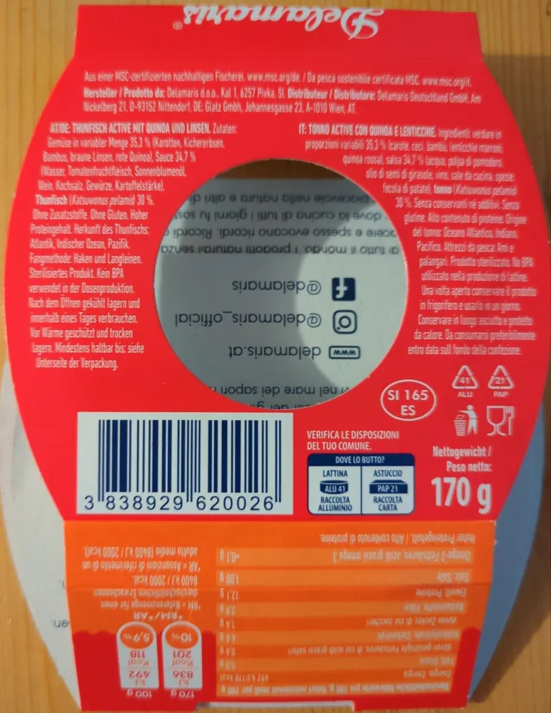 Thunfisch Active Quinoa Und Linsen