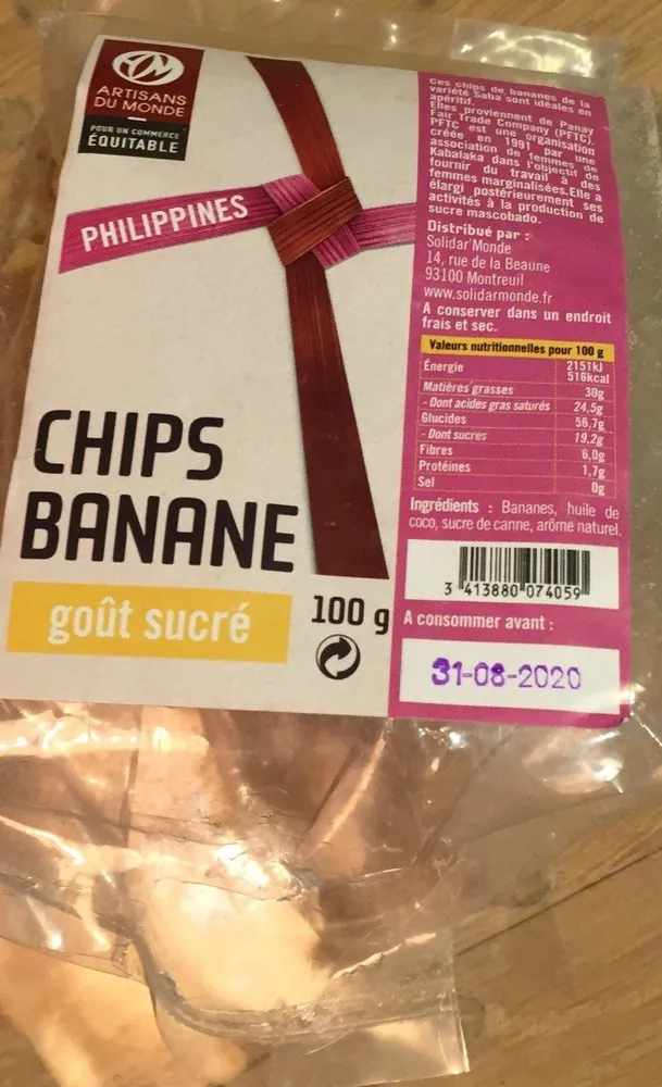 CHIPS BANANE goût sucré 100 g