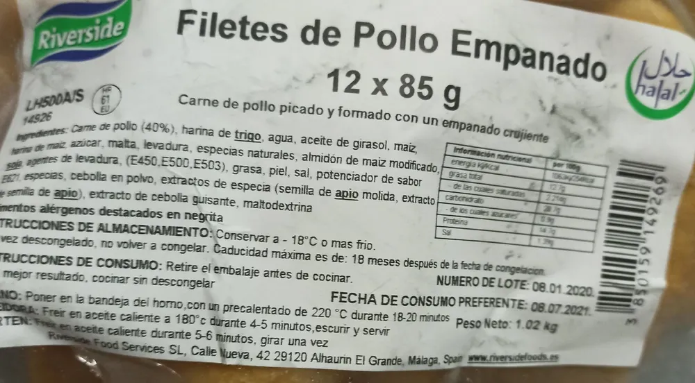 Filetes de pollo empanado