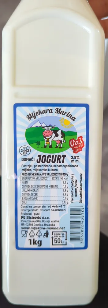 DOMAĆI JOGURT 2,8% m.m.