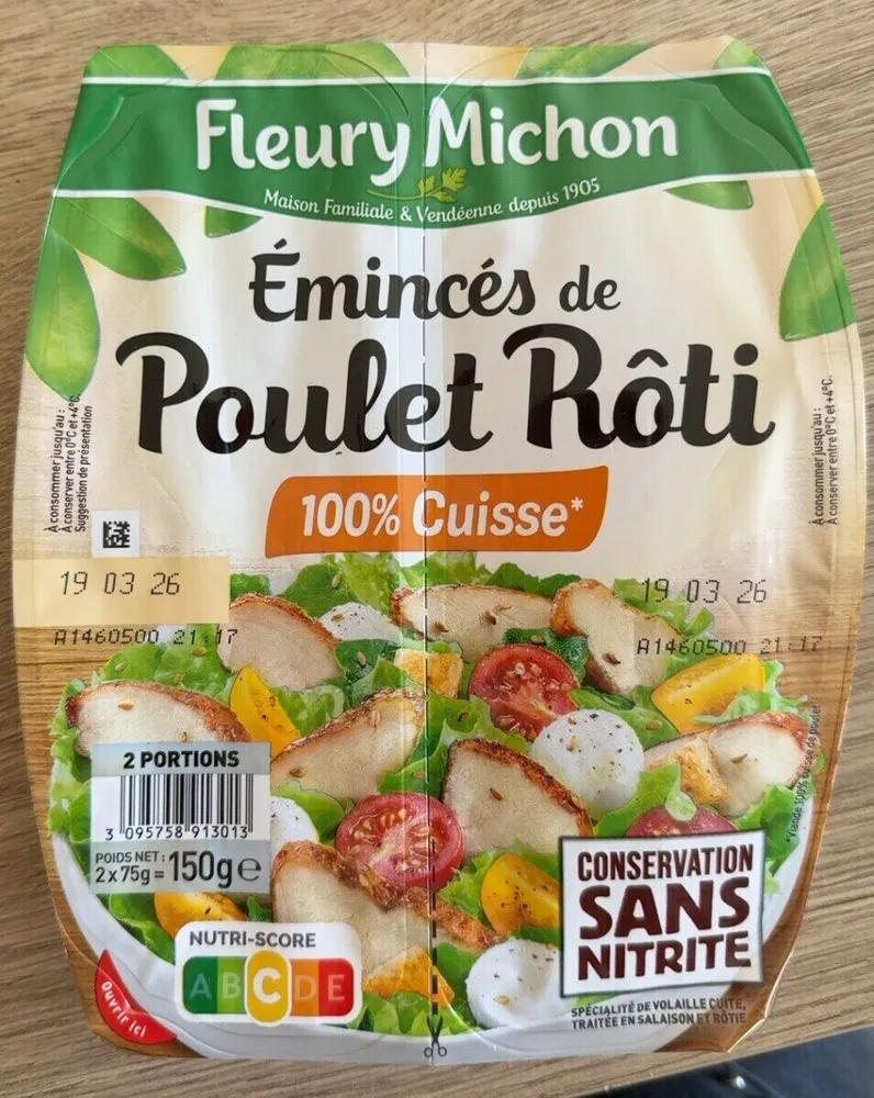 Eminces de poulet roti