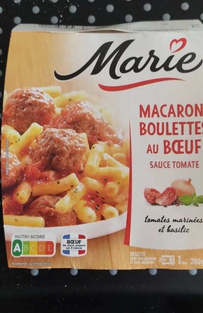 Macaroni boulettes au boeuf sauce tomate