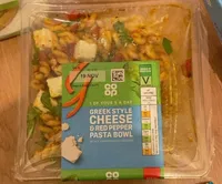 Greek style cheese and red peper psta bowl