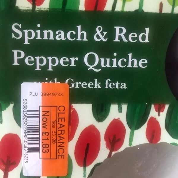 Spinach & red pepper quiche