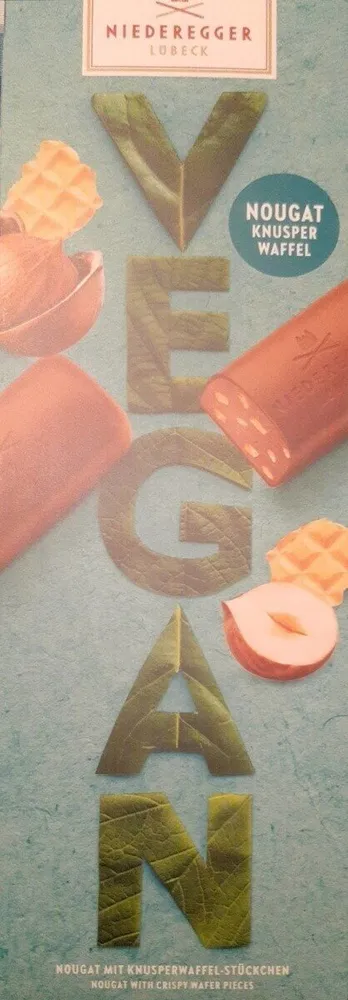 Produits veganes à base de cacao avec fourrage nougat-gaufre