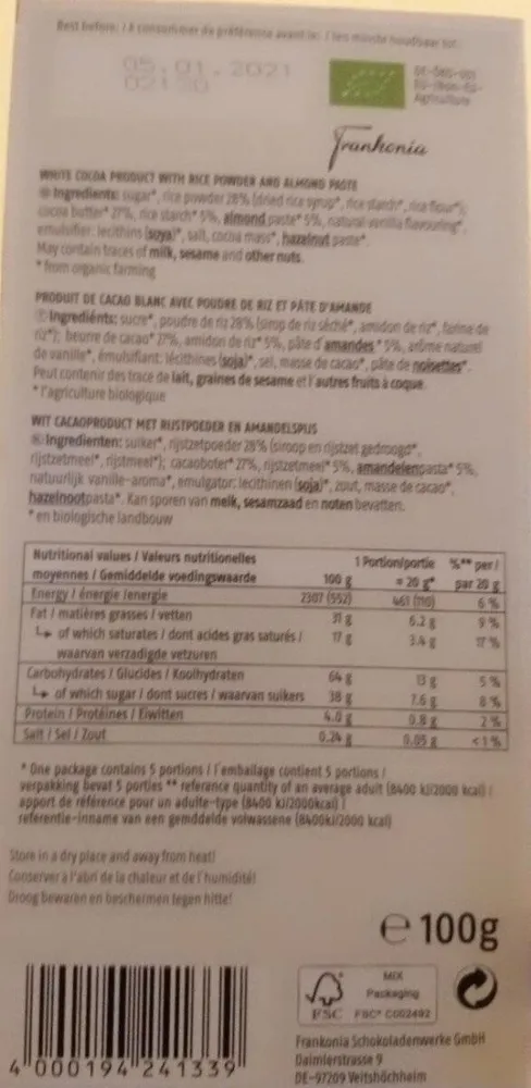 Vegan Blond Premium Cocoa 27%