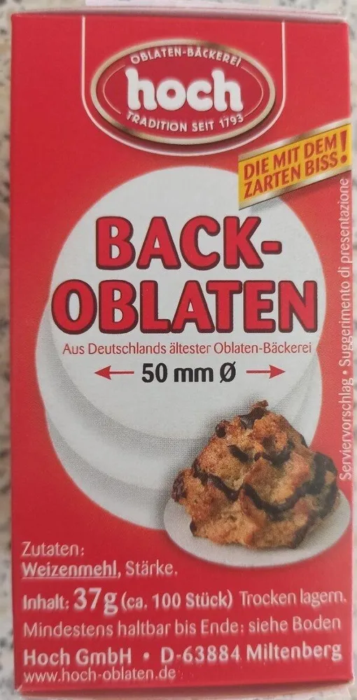 Hoch Back Oblaten