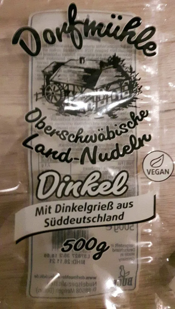 LIDL Dorfmühle Oberschwäbische Land-Nudeln Dinkel 500g 1.99€ 1kg 3.98€