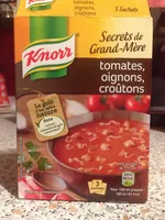 Soupe tomates, oignons, croûtons