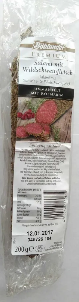 Salami mit Wildschweinfleisch