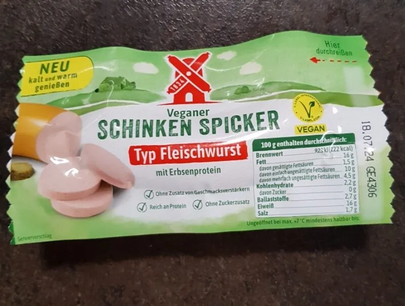 Veganer Schinken Spicker Typ Fleischwurst