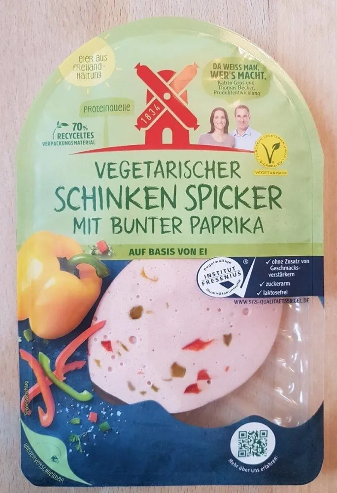 Vegetarischer Schinken-Spicker mit bunter Paprika