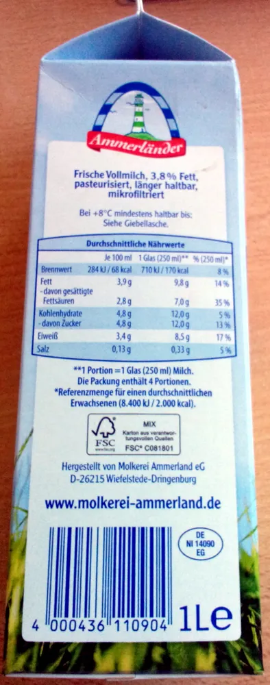 Frische Vollmilch
