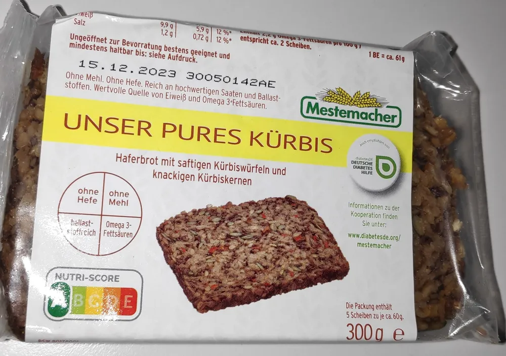Hafer-Brot mit Kürbiswürfeln & -kernen 'Unser Pures'
